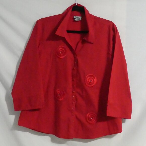 ISAAC'S DESIGNS | large | Red Button Up Blouse - Picture 1 of 16